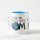 世界得の母を最高の抱えて ツートーンマグカップ (正面左)