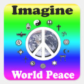 世界想像平和 スクエアシール (正面)