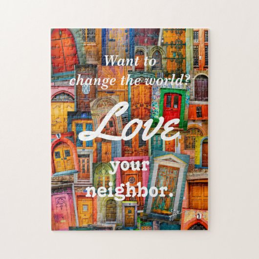 世界愛をあなたの隣のユニークなドア変えて下さい ジグソーパズル (縦)