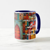 世界愛をあなたの隣のユニークなドア変えて下さい マグカップ (正面右)