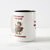 世界支配遠くにおもしろマグカップから1杯 ツートーンマグカップ (正面左)