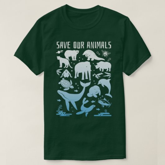 世界救の動物を絶滅に追いやる私たちの動物 Tシャツ (デザイン正面)