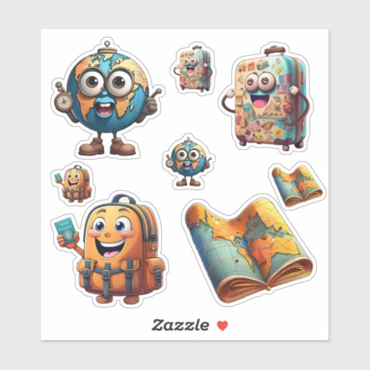 世界旅行おもしろいステッカーセット – 予測できなGlobe シール (シート)