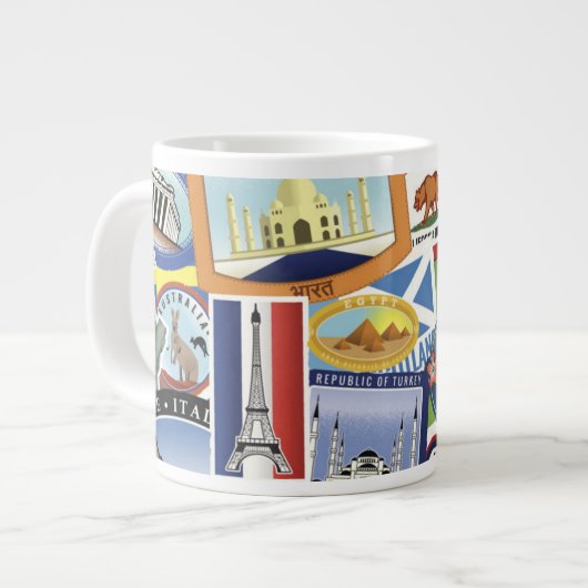 世界旅行パターン ジャンボコーヒーマグカップ (正面左)