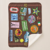 世界旅行ヴィンテージの荷物のステッカーのスーツケースの名前 シェルパブランケット (正面)