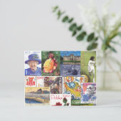 世界旅行切手（コラージュ） ポストカード (スタンド正面)