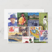 世界旅行切手（コラージュ） ポストカード (正面/裏面)