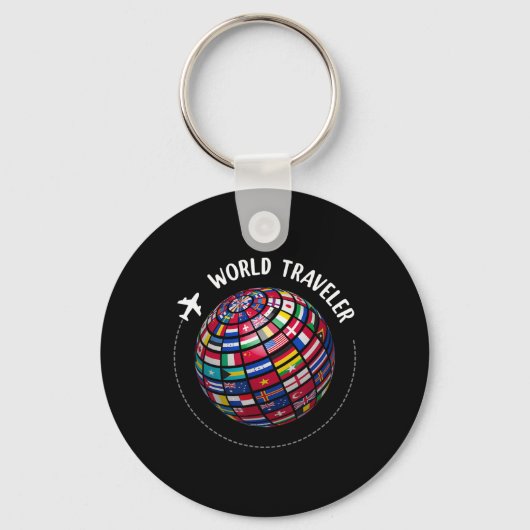 世界旅行地図、世界国旗旅行者、国々 キーホルダー (正面)
