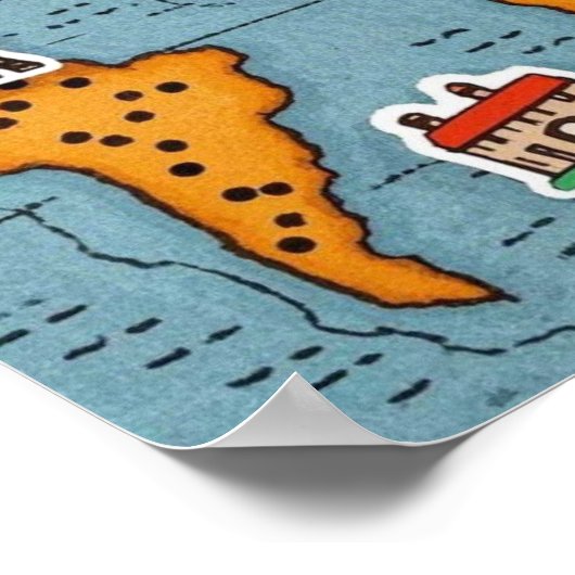 世界旅行地図 - 「旅は私たちに新たな視点を与えてくれる」 ポスター (角)