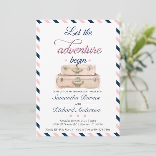 世界旅行婚約スーツケース冒険海軍 招待状 (スタンド正面)