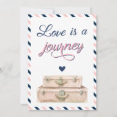 世界旅行婚約スーツケース冒険海軍 招待状 (裏面)