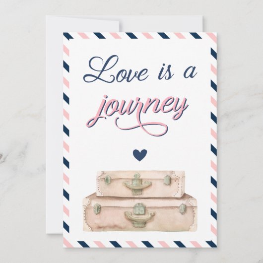 世界旅行婚約スーツケース冒険海軍 招待状 (裏面)