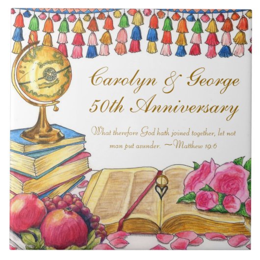 世界旅行結婚式/記念日のタイル タイル (正面)