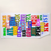 世界旅行者の国際空港コード ビーチタオル (正面)