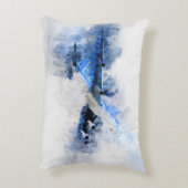 世界旅行者の水彩画の飛行機旅行飛行機 アクセントクッション (裏面(縦))