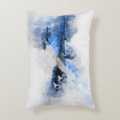 世界旅行者の水彩画の飛行機旅行飛行機 アクセントクッション (正面(垂直))