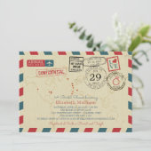 世界旅行者の航空郵便|のブライダルシャワー 招待状 (スタンド正面)