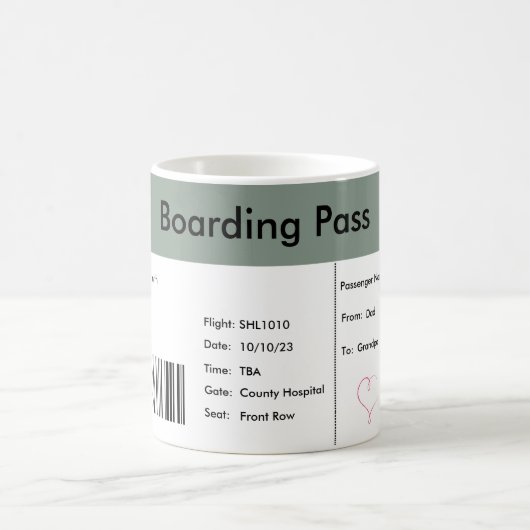 世界旅行者妊娠告知チケット コーヒーマグカップ (中央)