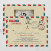 世界旅行者航空郵便 | ブライダルシャワー 招待状 (正面/裏面)