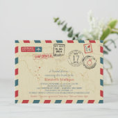 世界旅行者航空郵便 | ブライダルシャワー 招待状 (スタンド正面)