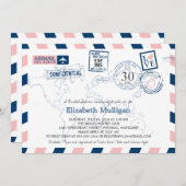 世界旅行者航空郵便 | ブライダルシャワー 招待状 (正面/裏面)