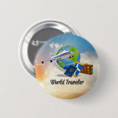 世界旅行者、デザイン2 缶バッジ (正面&裏面)
