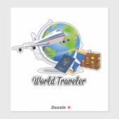 世界旅行者、飛行機、スーツケース、パスポート… シール (シート)