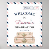 世界旅行航空大学卒業パーティー ネイビーウェルカム ポスター (正面)