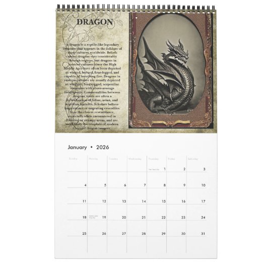 世界暦の暗号 カレンダー (1月 2026)