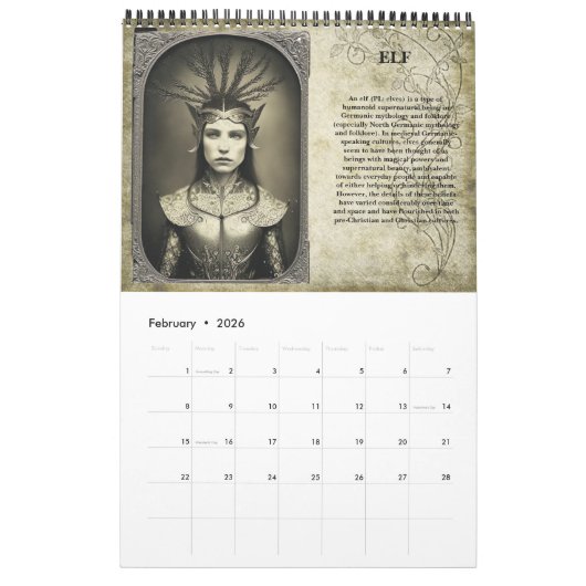 世界暦の暗号 カレンダー (2月 2026)