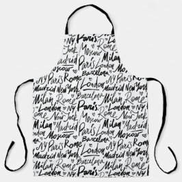 世界書の有名な都市を手に エプロン