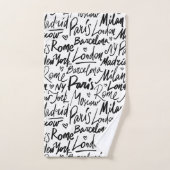 世界書の有名な都市を手に バスタオルセット (ハンドタオル)