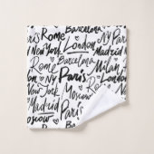 世界書の有名な都市を手に バスタオルセット (ウォッシュタオル)