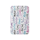 世界書の有名な都市を手に バスマット (正面縦)