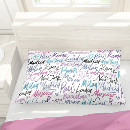 世界書の有名な都市を手に 枕カバー