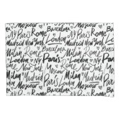 世界書の有名な都市を手に 枕カバー (正面)