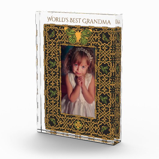 "世界最も最高のな祖母"でのための華美なケルト族フレーム フォトブロック (右)