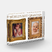 "世界最も最高のな祖母"でのための2つの華美な金フレーム フォトブロック (左)
