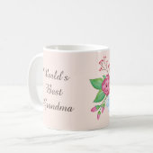"世界最も最高のな祖母"の水彩画の花の花束 コーヒーマグカップ (正面左)