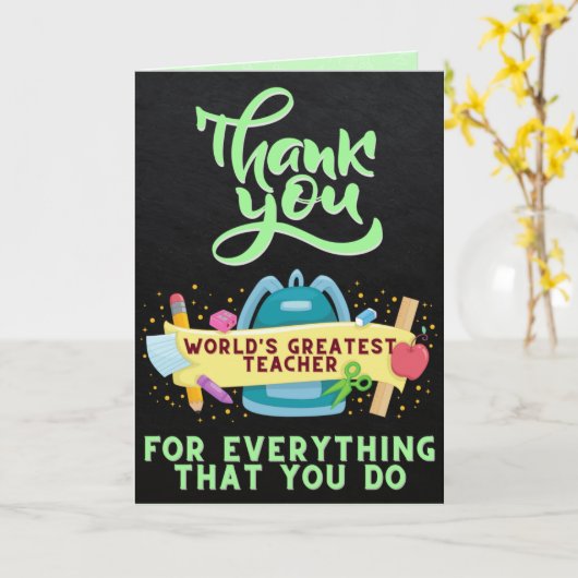 世界最大の先生ありがとう カード (黄色い花)