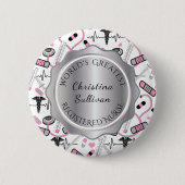 世界最大の医療ナース |ドクター名 缶バッジ (正面)