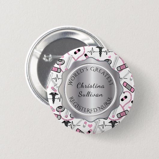 世界最大の医療ナース |ドクター名 缶バッジ (正面&裏面)
