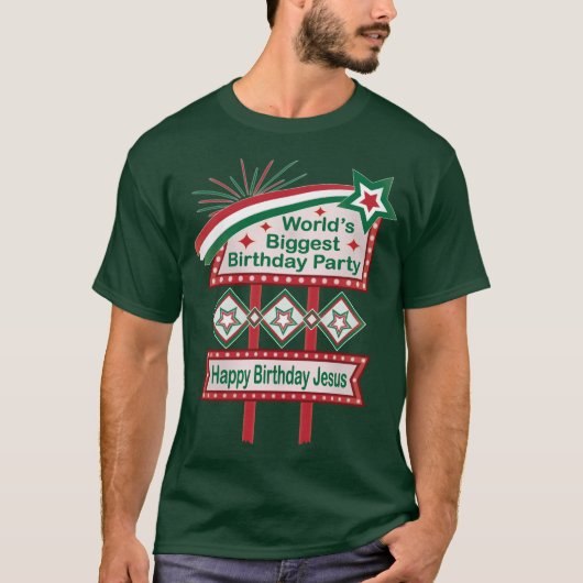 世界最大の誕生日パーティーの電飾看板 Tシャツ (正面)