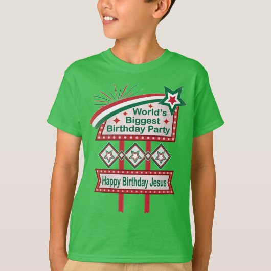 世界最大の誕生日パーティーの電飾看板 Tシャツ (正面)