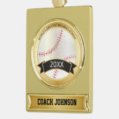 世界最大の野球コーチ |個人用設定 | ゴールドプレートバナーオーナメント (左)
