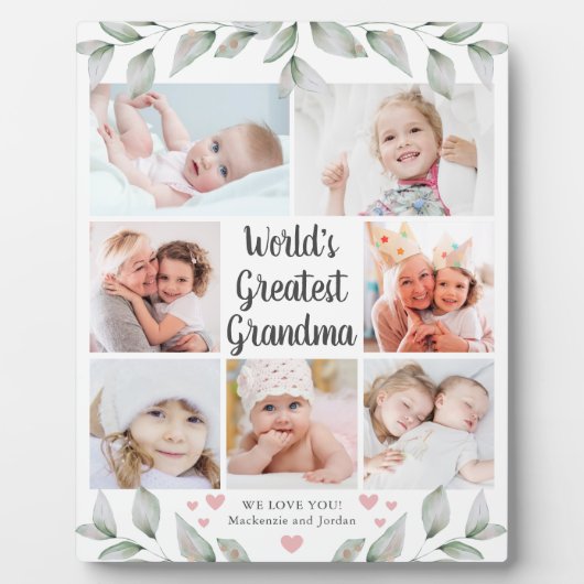 世界最大級のおばあちゃん7フォトコラージュ緑 フォトプラーク (正面)