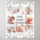 世界最大級のおばあちゃん7フォトコラージュ緑 ポスター (正面)