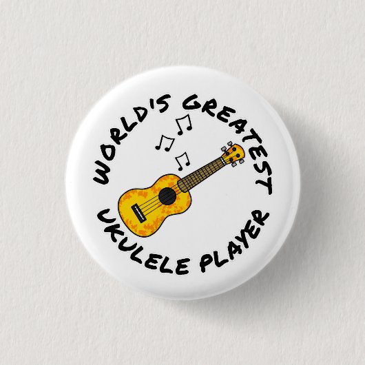 世界最大級のウクレレ選手、ウケ選手おもしろい 缶バッジ (正面)