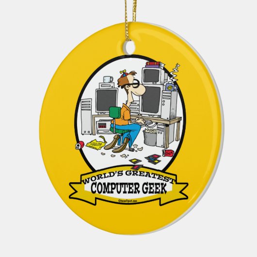世界最大級のコンピューターギークメンズマンガ セラミックオーナメント (左)