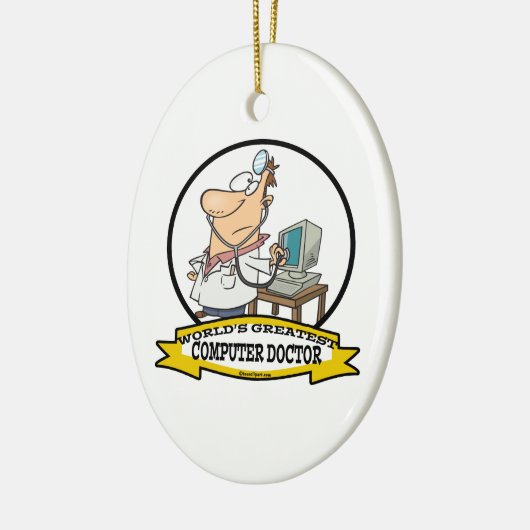 世界最大級のコンピュータードクターの男性の漫画 セラミックオーナメント (左)